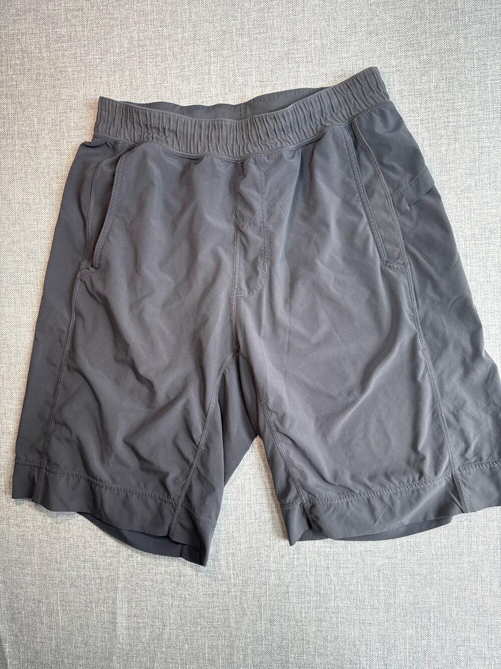 Lululemon Men’s Gray Lined Athletic Shorts Size 8 9” Inseam Zip Pocket